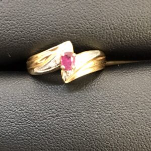 Pt900/K18 ルビー付き コンビリング