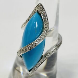 K18WG トルコ石リング