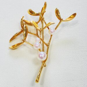 K18パール付きブローチ