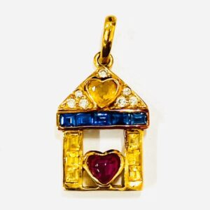 K18 ルビー0.28ct&サファイア0.85ct&メレダイヤ0.06ct付トップ