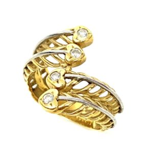 K18Pt900 メレダイヤ付リング