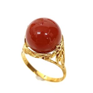 K18 6ctサンゴ付きリング