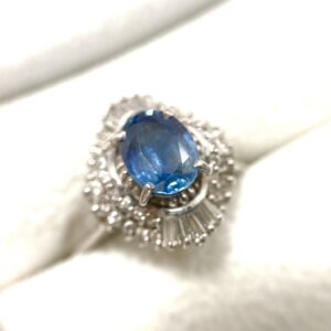 Pt900 リング ブルーサファイア 1.45ct メレダイヤモンド 0.52ct ジュエリー プラチナリング