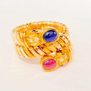 K18 ルビーサファイア付き リング