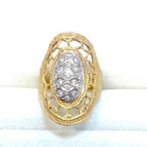 K18 /Pt900 メレダイヤ0.3ct コンビ リング