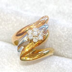 Pt900 K18 コンビリング メレダイヤモンド0.31ct