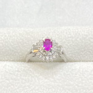 Pt900 リング ルビー 0.43ct メレダイヤモンド 0.424ct