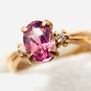 K18 リング ピンクサファイア5ct メレダイヤモンド0.04ct