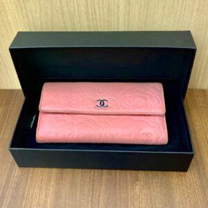CHANEL　カメリア　長財布　ピンク