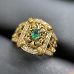 K18  エメラルド1ct メレ0.2リング