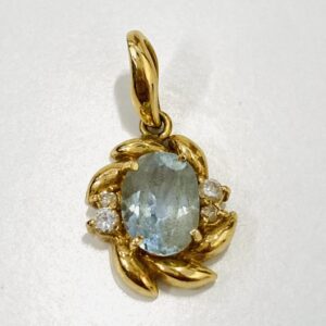 K18 アクアマリン2ct&メレダイヤ0.1ct付 ネックレストップ