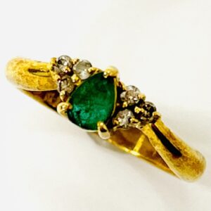 K18エメラルド0.301ct&メレダイヤ0.05ct付リング