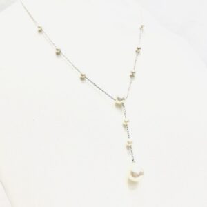 K18WG 真珠付きネックレス