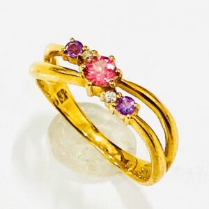 K18 アメシスト0.1ct＆ピンクサファイア0.1ct付リング