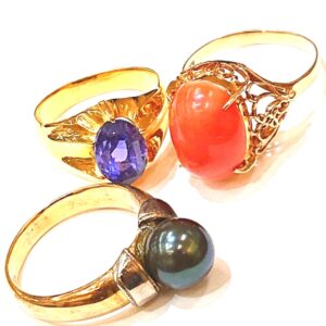 K18 カラーストーン付き リング