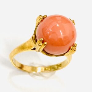 K18(18金) サンゴ付きリング