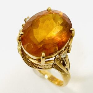 K18 シトリン5ctメレダイヤ0.25ct付リング
