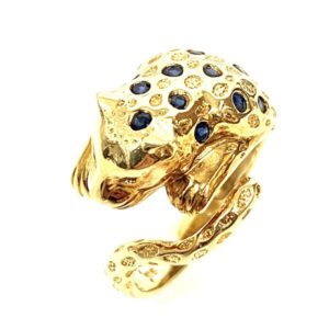 K18サファイア0.4ct付メレダイヤ0.02ct付リング