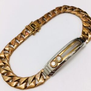 K18 Pt900 メレダイヤ付きコンビブレスレット