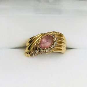 K18 3ctピンクトルマリン 0.19ctメレダイヤ付きリング