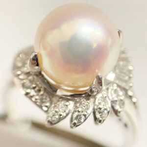 Pt900 0.32ct パール リング