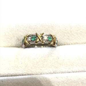Pt900/K18 リング エメラルド0.2ct メレダイヤ0.2ct