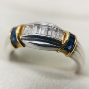 K18/Pt900 サファイアダイヤモンド付きリング