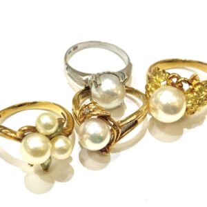 K18 Pt900 パール付きリング