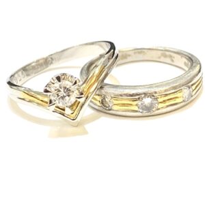 Pt850/K18 0.25ctダイヤ付きリング Pt900/K18 0.30ctメレダイヤ付きリング