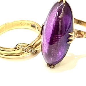 K18 アメジスト付きリング メレダイヤ付きリング