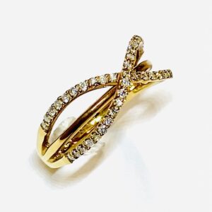 K18 0.33ctメレダイヤ付リング