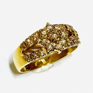 K18 0.50ctメレダイヤ付リング