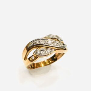 K18/Pt900 メレダイヤ0.65ct付リング