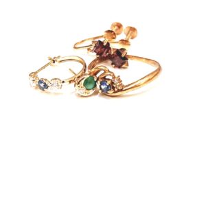 K18 カラーストーン付き リング イヤリング