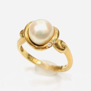 K18 パール2.5ct メレダイヤ0.02ct付 リング