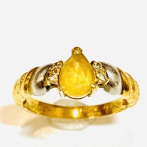 K18ベースPt850 メレダイヤ＆シトリン付リング