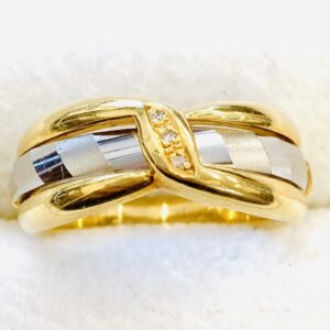 K18ベースPt900 0.02ctメレダイヤ付きリング