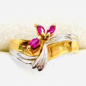 K18ベースPt900 0.13ctルビー付リング