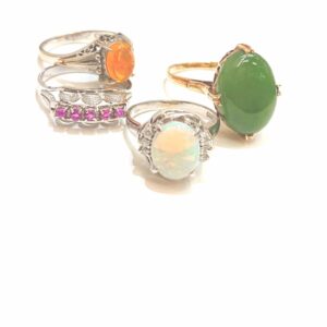 Pt850 K18 カラーストーン付き リング