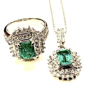 Pt850 エメラルド ネックレス リング