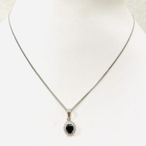 Pt850サファイア0.71ct＆メレ0.15ctネックレス