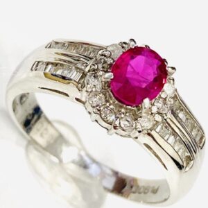 Pt900 ルビー0.51ct&メレダイヤ0.2ct付リング