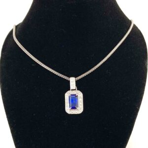 Pt900 サファイア2.119ct＆メレダイヤ0.26ct ネックレス