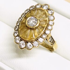 K18 0.3ctダイヤ 3ctトパーズ＆メレダイヤ付きリング