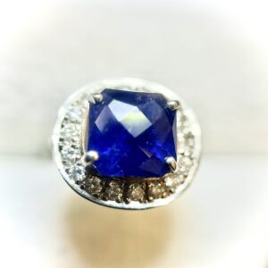 K18WG サファイア ダイヤ タイタックピン