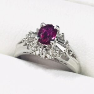 Pt900 リング 指輪 ルビー0.43ct ダイヤ0.18ct