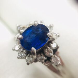 Pt900 リング 石付き サファイア0.68ct ダイヤ0.28ct