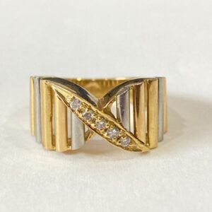 K18 Pt900 メレ付きリング