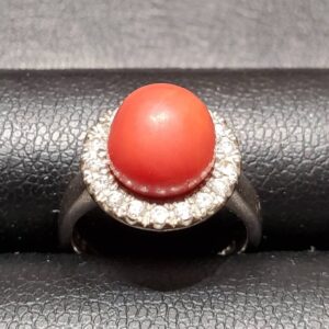 Pt900 赤珊瑚付き リング