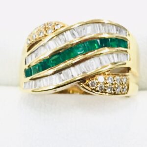 K18/18金 エメラルド0.46ct メレ0.7ct リング 指輪